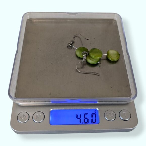 (2/$20) Dangling Green Shell Disc Earrings - Picture 4 of 4